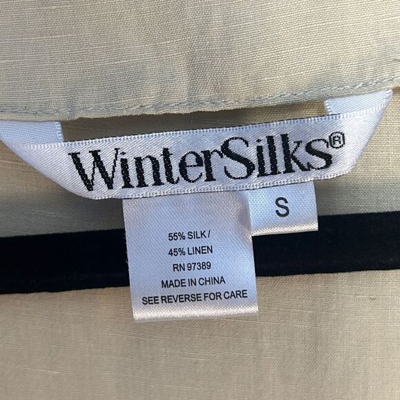 5 for $25🔥WinterSilks Cream Emnbroidered Short Sleeve 100% Silk Dress Small - Picture 4 of 5